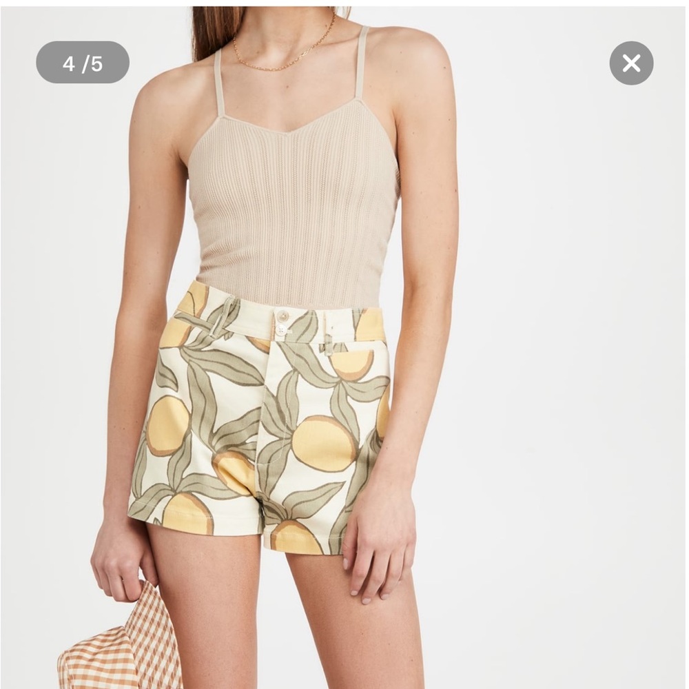 Rebecca Taylor Cotton Lemon Printed Shorts in Marzipan Combo Size 16 421923P102.